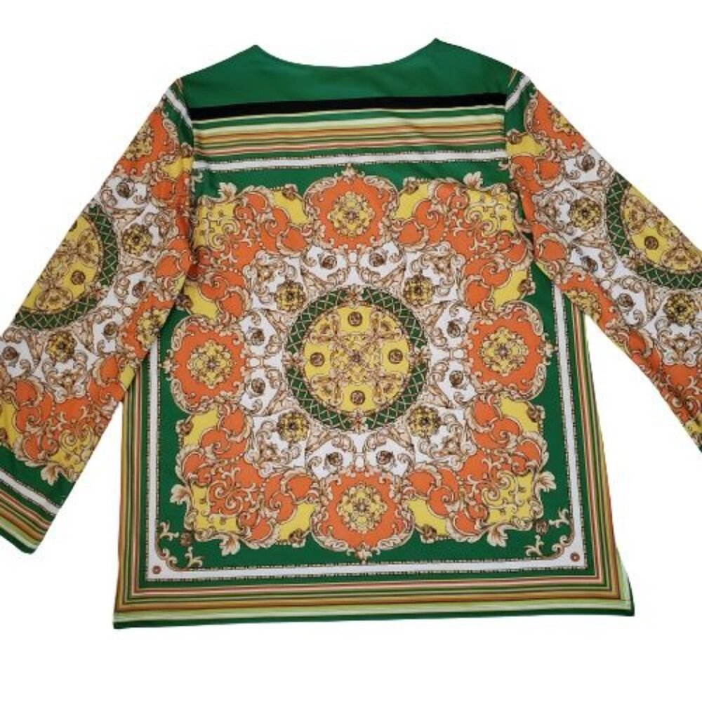 Maggie Sweet Women's Multicolor Medallion Print Long Sleeve Tunic Top Size Large - Picture 4 of 11